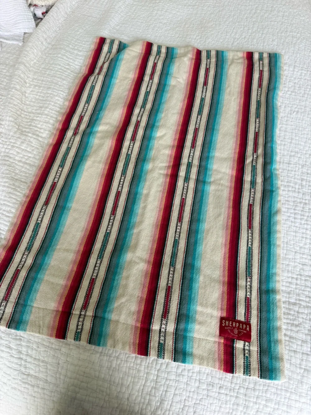 Sherpapa Kids Striped Bib in Red, Teal & Cream